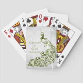 Grünes Pfauenleder Gastgeschenk Hochzeit Karte Spielkarten
