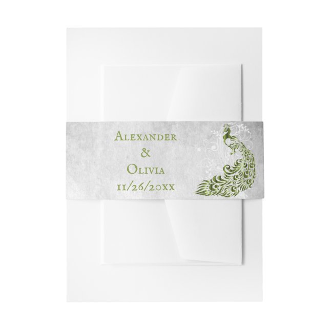 Grünes Pfauenleder Wein Einbinden Bauchband Einladungsbanderole (Vorderseite Beispiel)