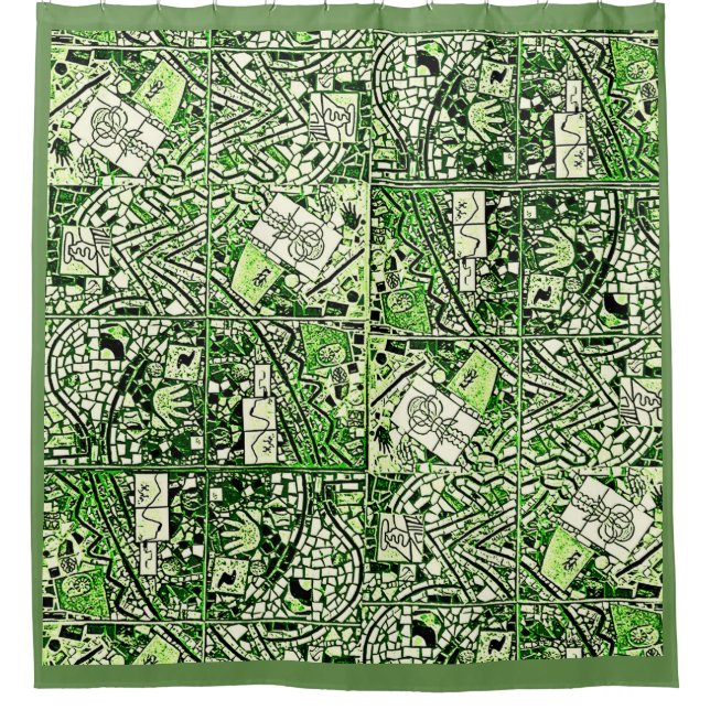 GRÜNES PHOENIX ABSTRAKT DUSCHVORHANG (Vorderseite)