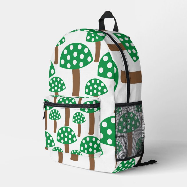Grünes Pilzmuster Bedruckter Rucksack (Rückseitige Ecke Rechts)