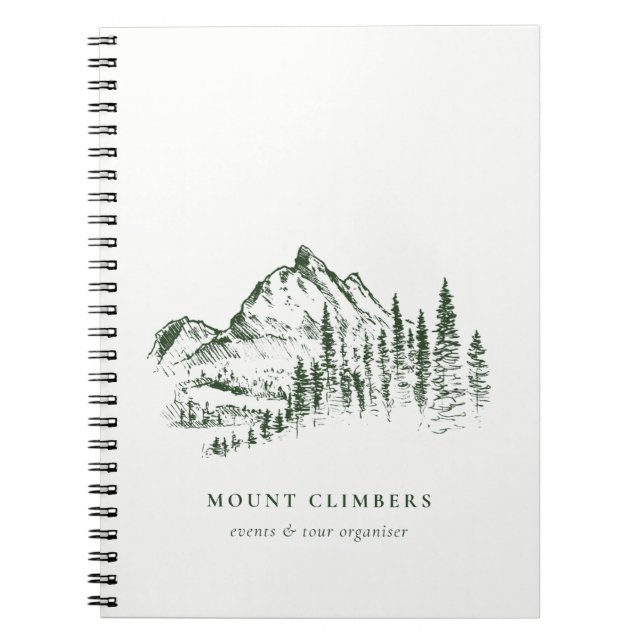 Grünes Pine Woods Mountain Sketch Klettern Camping Notizblock (Vorderseite)