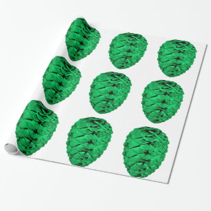 Grünes Pinecones Faltpapier Geschenkpapier