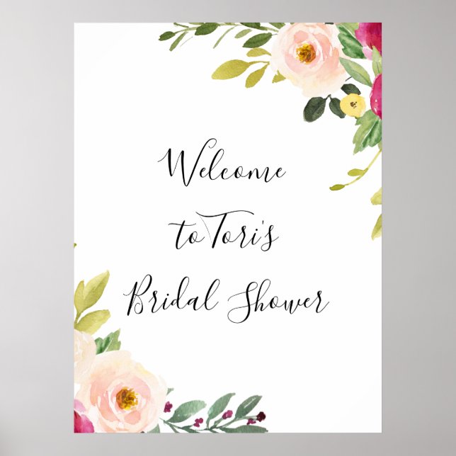 Grünes Pink Blush Brautparty Poster (Vorne)