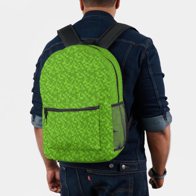 Grünes Pixelmuster Retro 8-Bit Gaming Bedruckter Rucksack (Insitu (Modell))