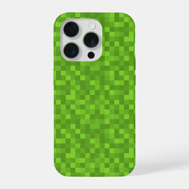 Grünes Pixelmuster Retro 8-Bit Gaming iPhone Hülle (Rückseite)