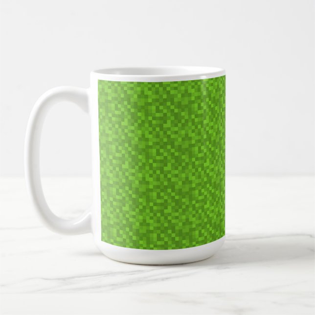 Grünes Pixelmuster Retro 8-Bit Gaming Kaffeetasse (Links)