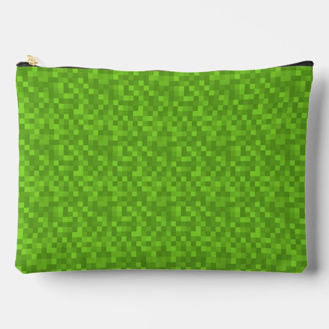 Grünes Pixelmuster Retro-8-Bit-Gaming Zubehörtasche (Vorderseite)