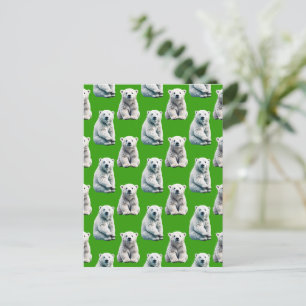Grünes Polarbär-Musterdesign Postkarte