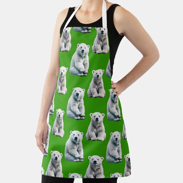 Grünes Polarbär-Musterdesign  Schürze (Von Creator hochgeladen)