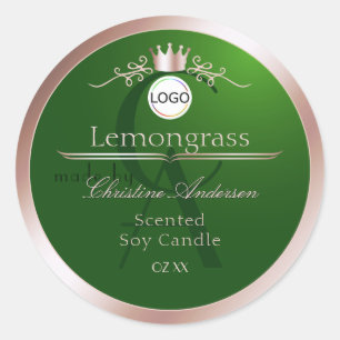 Grünes Produktlabel Rosenholzrahmen-Logo-Monogramm Runder Aufkleber