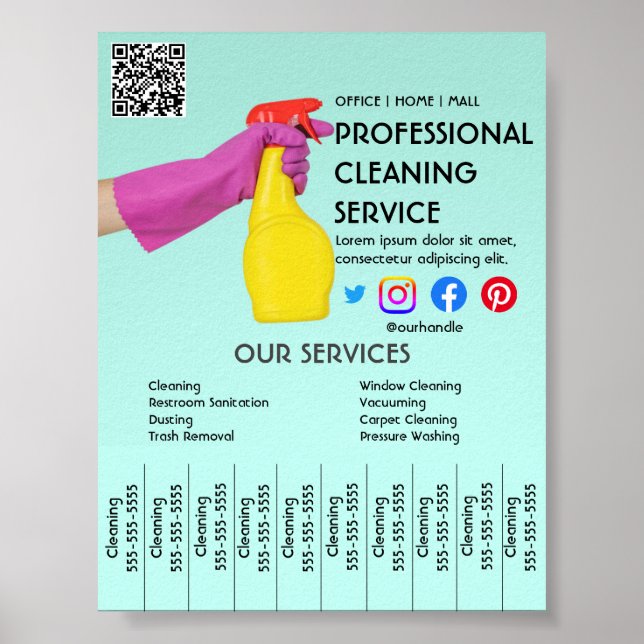 grünes Putzposter mit Abreißklammern Fly Poster (Vorne)