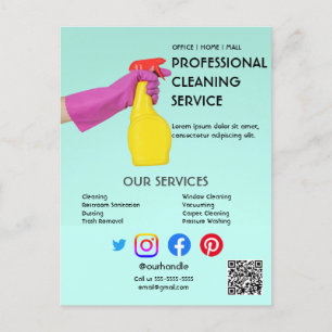 grünes Putzposter mit Abreißklammern Fly Postkarte