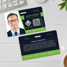 Grünes QR-Code-Foto-ID-Abzeichen | Firmenmitarbeit