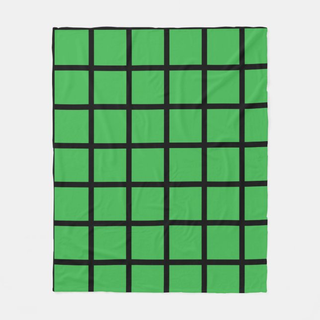 Grünes Quadratmuster mit schwarzen Rändern Fleecedecke (Vorderseite)