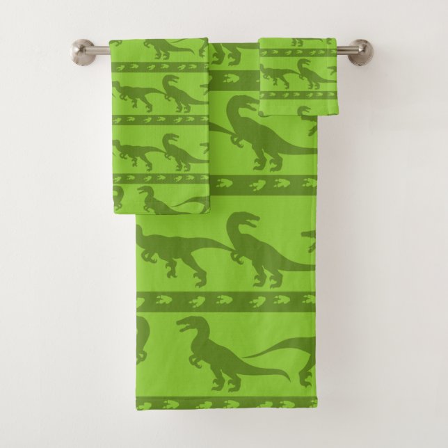 Grünes Raptor-Muster Badhandtuch Set (Insitu)