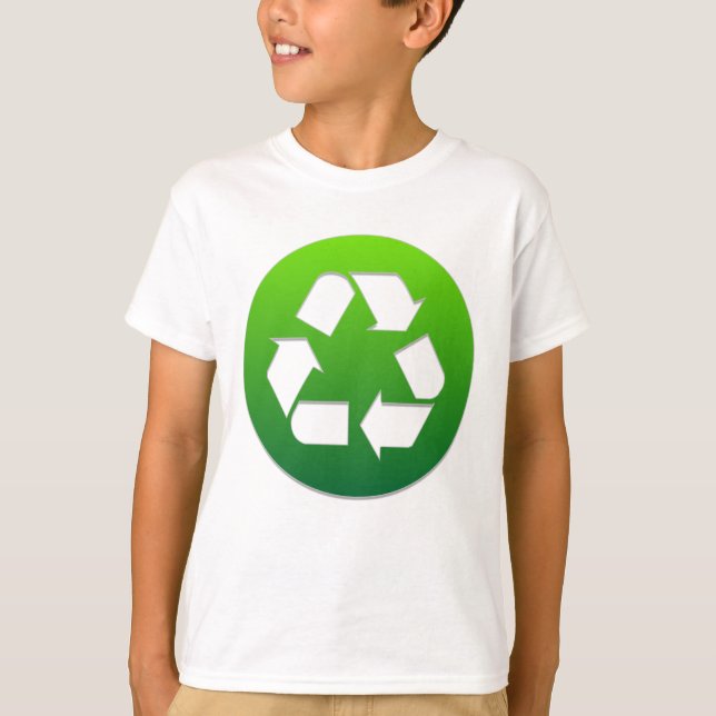 Grünes recycelndes Symbol T-Shirt (Vorderseite)