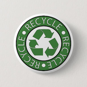 Grünes Recycling-Symbol, gehen Sie grün, Earth Day Button