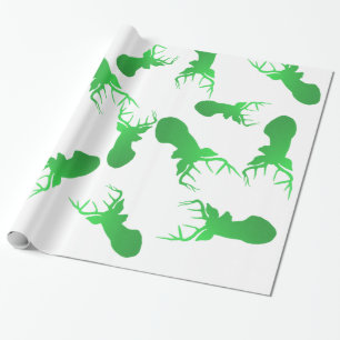 Grünes Ren-Weihnachtsfeiertags-Muster Geschenkpapier
