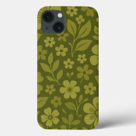 Grünes Retro-Blumenmuster iPhone-Case Case-Mate iPhone Hülle