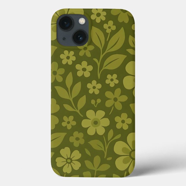 Grünes Retro-Blumenmuster iPhone-Case Case-Mate iPhone Hülle (Rückseite)