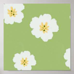 Grünes Retro Botanisches Wildblume Poster