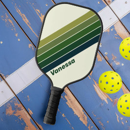Grünes Retro fünf Streifen mit Namen Pickleball Schläger