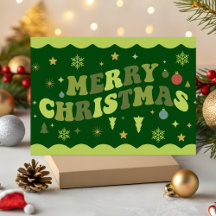 Grünes Retro Groovy Frohe Weihnachten