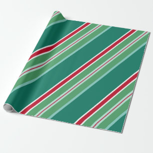 Grünes Retro-Kandy Strip Weihnachtswrapping Papier Geschenkpapier