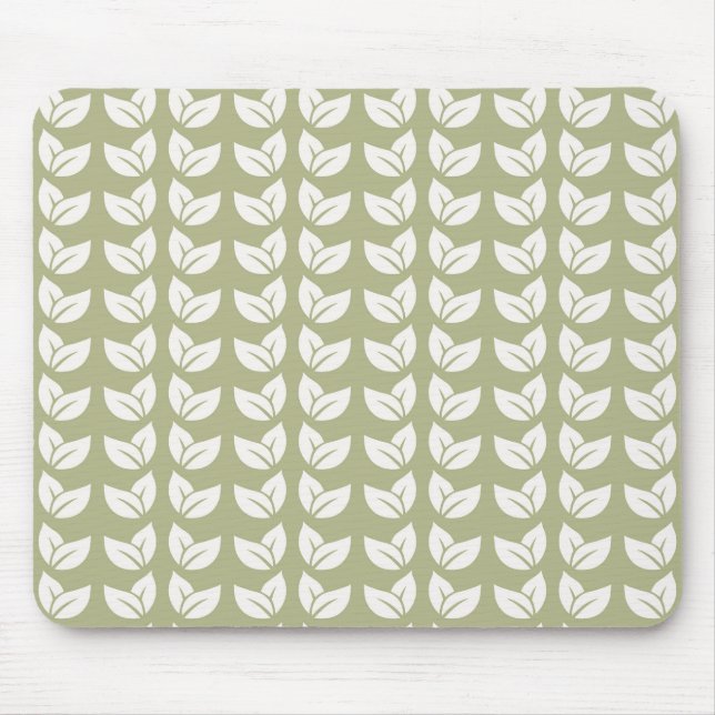 Grünes Retro-Vintages Y2K-Leaf-Muster Mousepad (Vorne)