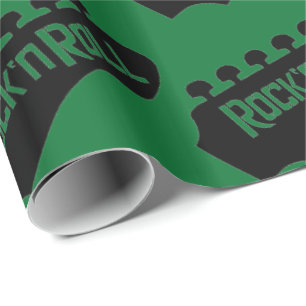 Grünes Rock and Roll Gitarrenmuster Geschenkpapier