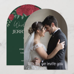 Grünes Romantisches Paar Personalisierte Hochzeit Einladung