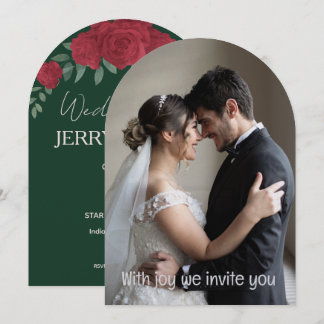 Grünes Romantisches Paar Personalisierte Hochzeit  Einladung