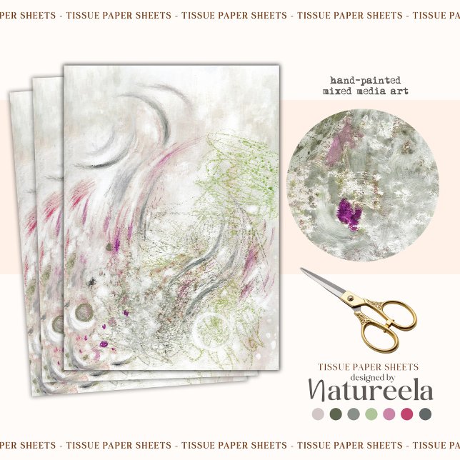 Grünes Rosa abstraktes Design Dekoratives Tissue-P Seidenpapier (Von Creator hochgeladen)