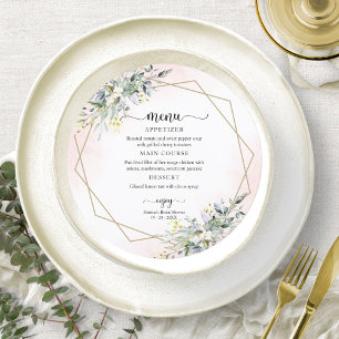 Grünes Rosa Bridal Shower Kreis-Menü Einladung