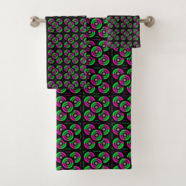 Grünes & Rosa Neon Badhandtuch Set