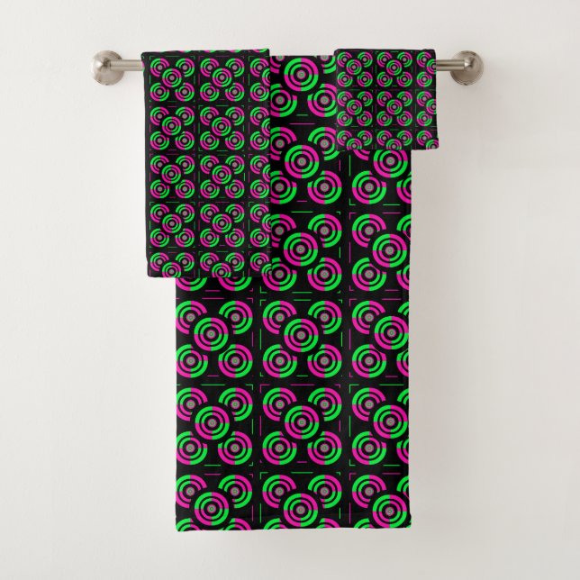 Grünes & Rosa Neon Badhandtuch Set (Insitu)