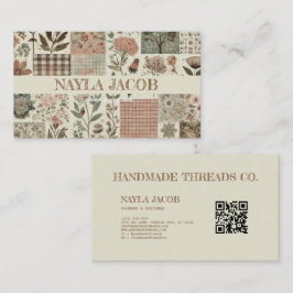 Grünes rosa Tuch und handgefertigte Patchwork-Klei Visitenkarte