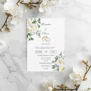 Grünes Rosenhochzeitsring Spanische Hochzeit Einladung