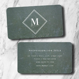 Grünes Rostmetallic Textur Monogram Visitenkarte