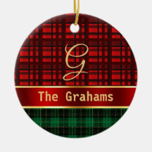 Grünes Rot Kariert und Band mit Name und Anfangsbu