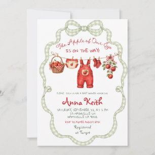 Grünes rotes Gingham-Apfel-Jungen-Baby-Shower Einladung