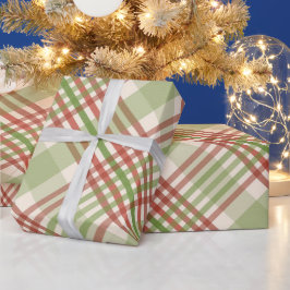 Grünes rotes Muster Kariertes Weihnachtswappenpapi Geschenkpapier