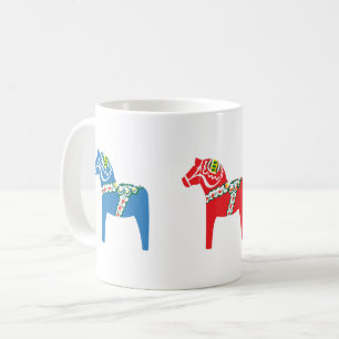Grünes, rotes und blaues Dalahäst Kaffeetasse