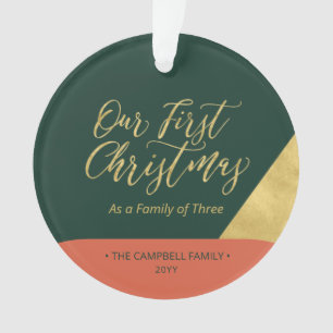 Grünes, rotes und goldenes modernes Weihnachtsfoto Ornament