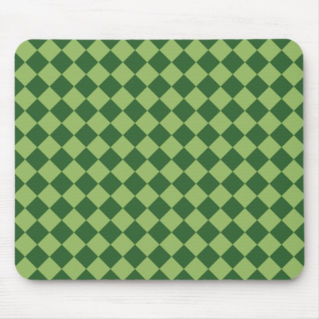 Grünes Schachbrett-Diamantmuster  Mousepad (Vorne)
