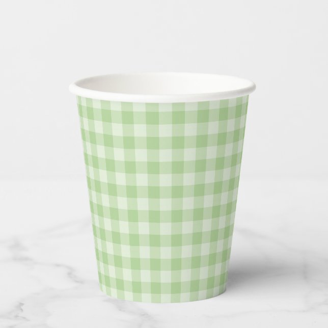 Grünes Schachbrettmuster Pappbecher (Vorderseite)