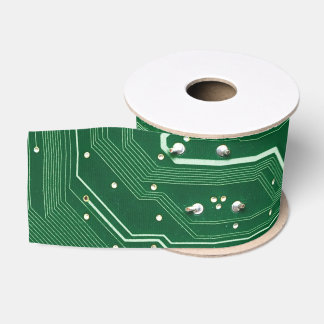 grünes Schaltungsbrettcomputermuster Ripsband