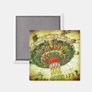 Grünes Schaukeln Karneval Vintages Foto stilvoll Magnet