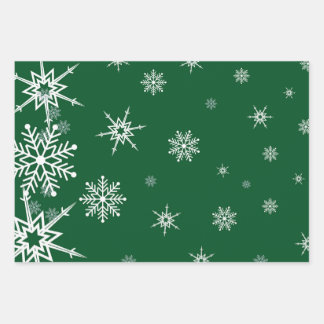 Grünes Schneeflocken Weihnachtswrapper Geschenkpapier Set