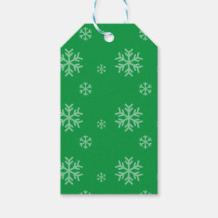Grünes Schneeflockenmuster Moderne Winterfeier Geschenkanhänger